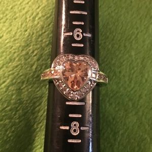 silver champagne diamond heart engagement ring 7